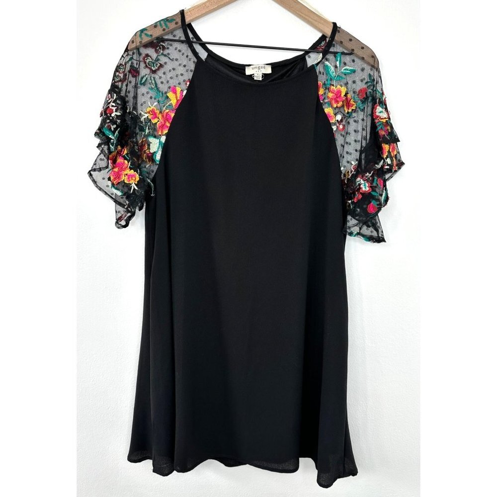 Umgee Dress Women Small Midi Floral Ruffled Sleeve